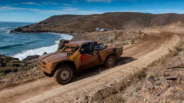 A photo of the truck race in Baja 1000. 